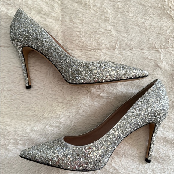 Kate Spade Silver Glitter Pumps Heels Size 9 Party Wedding Holiday - Picture 5 of 11